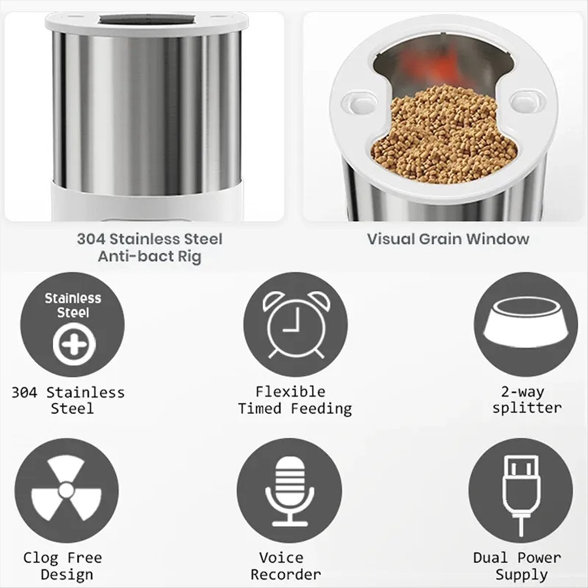 Automatic Pet Feeder Dual Bowl Stainless - 2026 Trend 4.5L Automatic Cats Dispenser