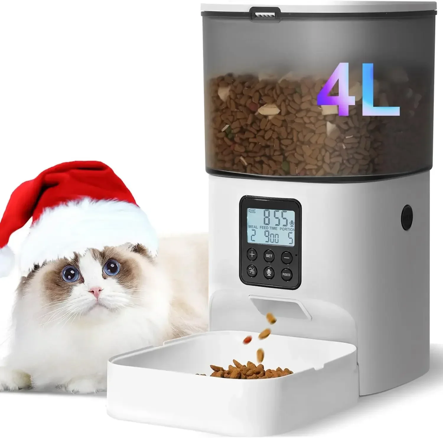 Timed Cat Dog Food Dispenser 4L - ANDOLL HOME Automatic Cat Feeder, 4L