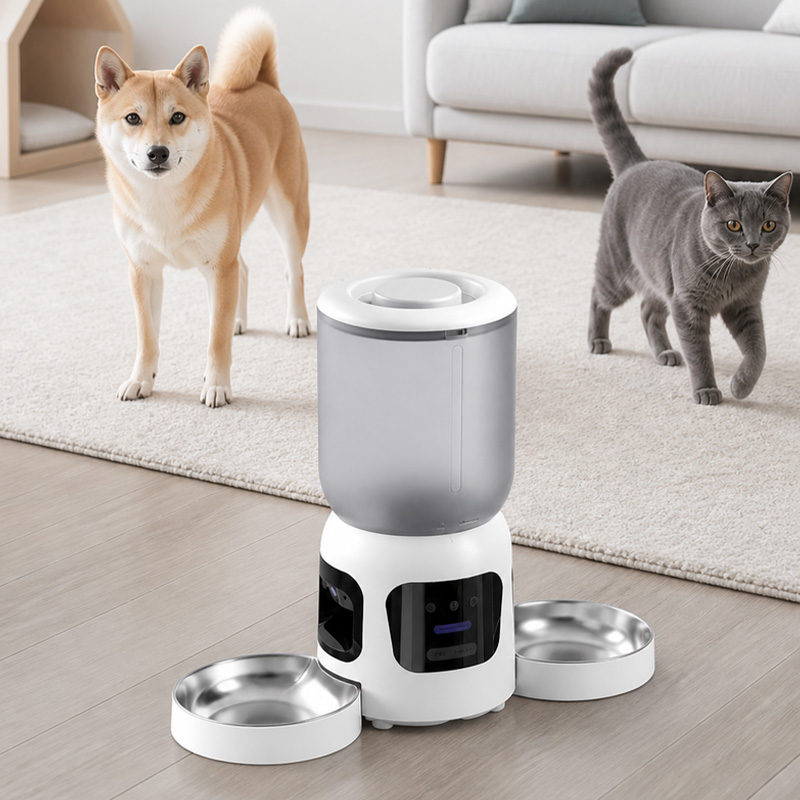 Automatic Pet Feeder Dual Bowl Stainless - Automatic Smart Pet Feeder Double Stainless