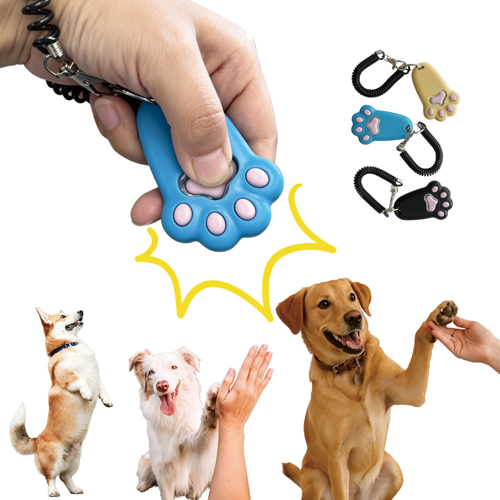 Dog Clicker Training With Wrist Strap - 1Pcs Paw Print Dog Training Clicker
