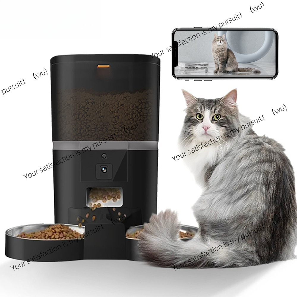 Timed Cat Dog Food Dispenser 4L - 4L Double Meal Camera APP Automatic