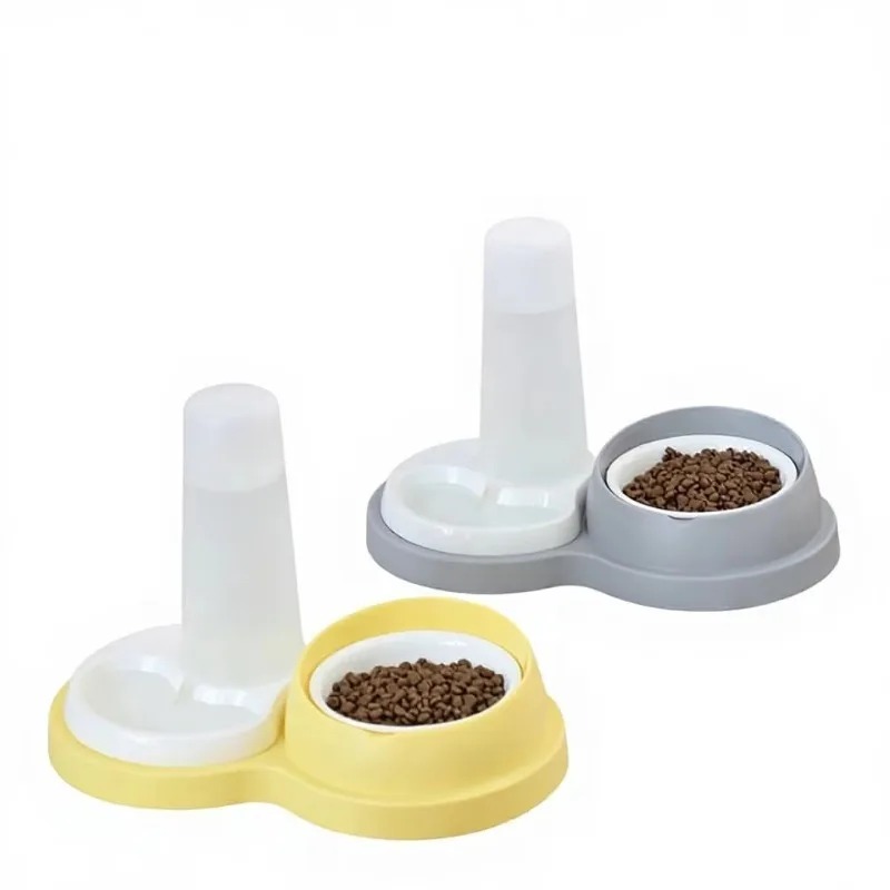 Automatic Pet Feeder Dual Bowl Stainless - Dual Dog & Cat Ceramic &