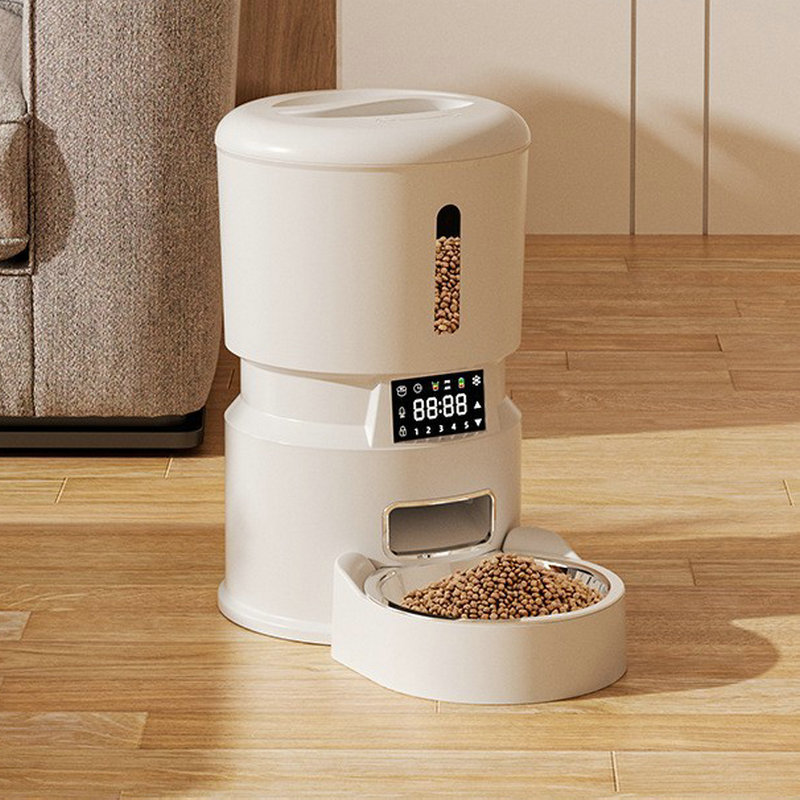 Automatic Pet Feeder Dual Bowl Stainless - New Intelligent white plastic pet feeder