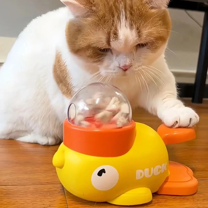 Dog Slow Feeder Puzzle Toy Interactive - Yellow Duck-Shaped Interactive Cat Treat Dispenser