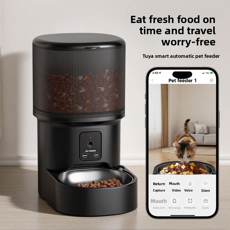 Timed Cat Dog Food Dispenser 4L - Smart Pet Feeder with Camera, Timed