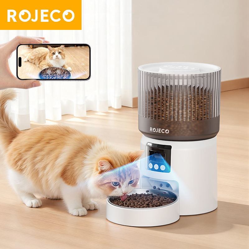 Smart Pet Feeder Camera 1080P Wifi - ROJECO Automatic Cat Feeder With 1080P