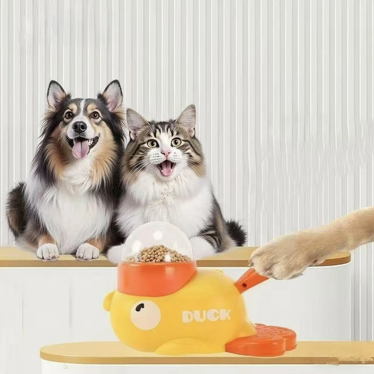 Dog Slow Feeder Puzzle Toy Interactive - Yellow Duck-Shaped Interactive Cat Treat Dispenser