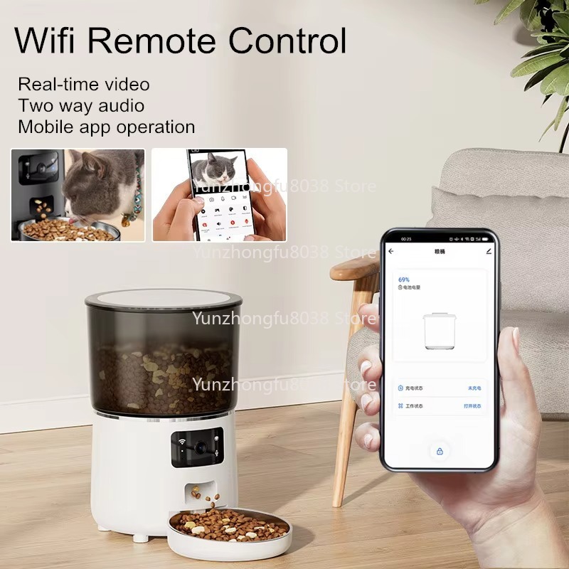 Smart Pet Feeder Camera 1080P Wifi - Pet Feeder Automatic Wifi Mobile App