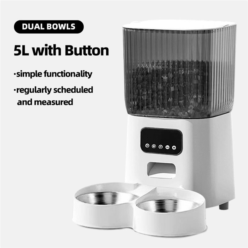 Automatic Pet Feeder 5L Dual B - огляд і ціна Automatic Pet Feeder Dual Bowl Stainless