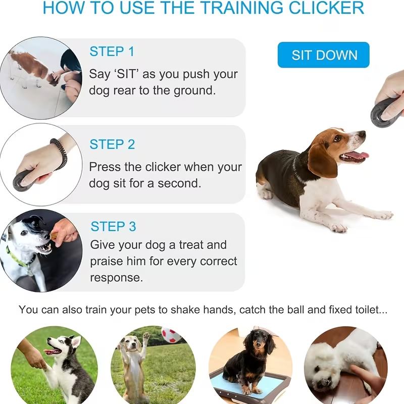 2 in 1 Dog Training Clicker Pe - огляд і ціна Dog Clicker Training With Wrist Strap
