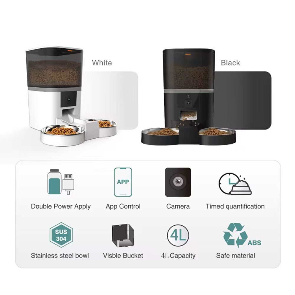 4L Double Meal Camera APP Auto - огляд і ціна Timed Cat Dog Food Dispenser 4L