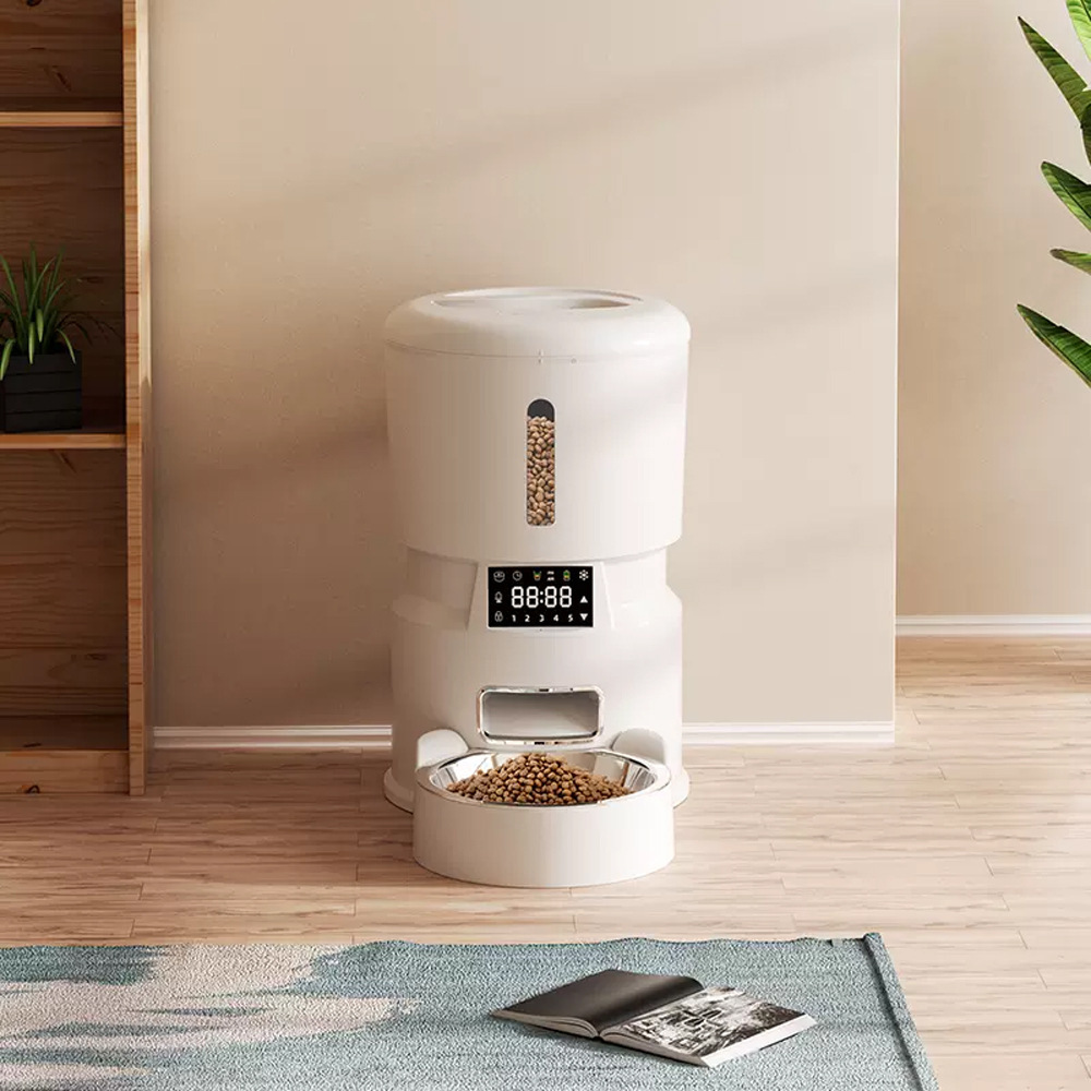 New Intelligent white plastic  - огляд і ціна Automatic Pet Feeder Dual Bowl Stainless