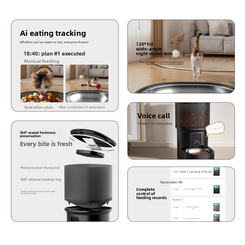 Smart Pet Feeder with Camera,  - огляд і ціна Timed Cat Dog Food Dispenser 4L