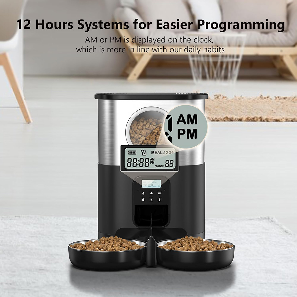 Wholesale 5L Big Eye Dual Bowl - огляд і ціна Automatic Pet Feeder Dual Bowl Stainless